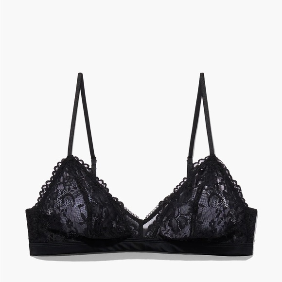 Savage X Fenty Floral Lace And Mesh Bralette Black Caviar size L NWT - Picture 2 of 14